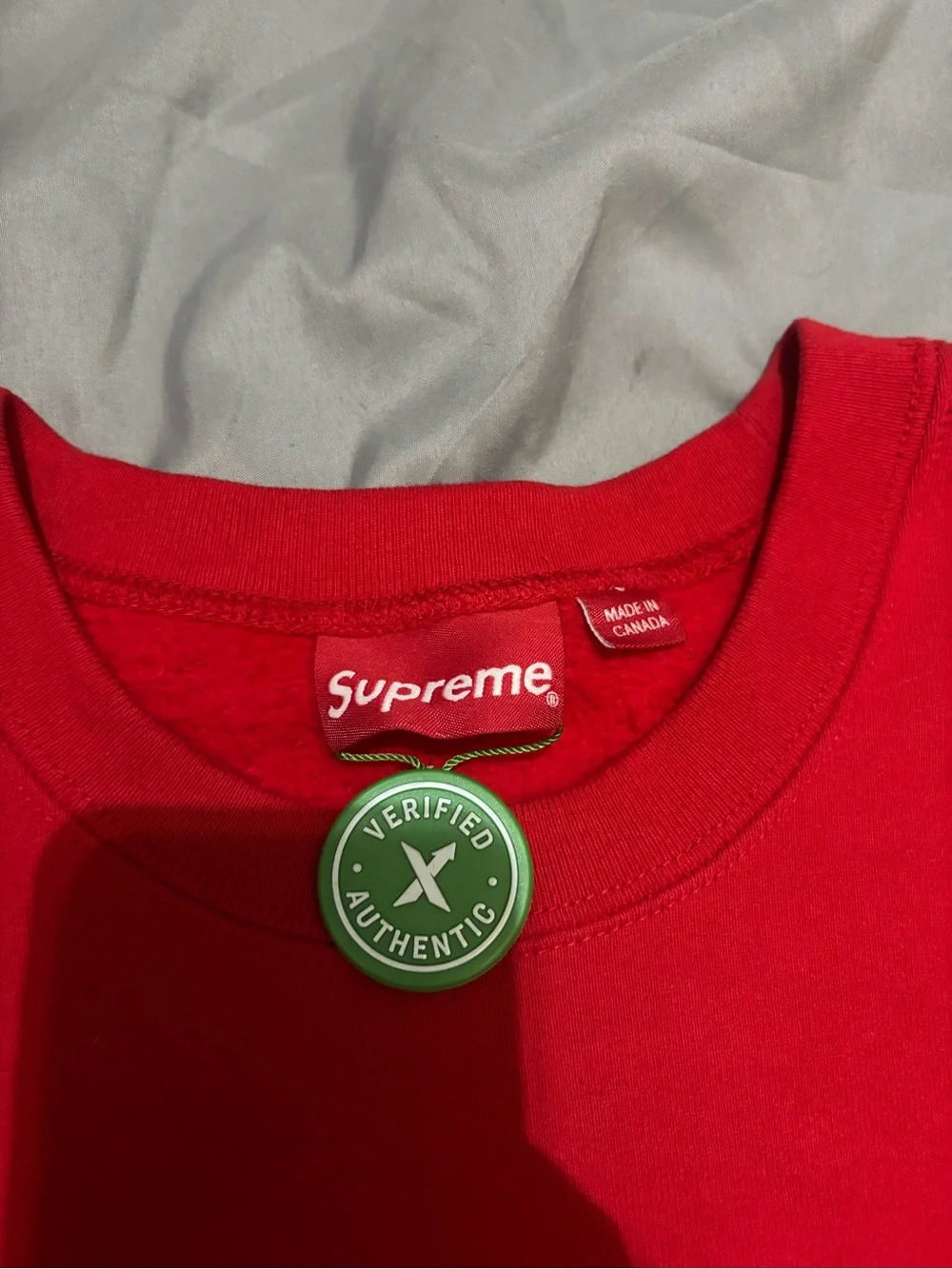 Supreme Red Crewneck with White Collegiate Logo